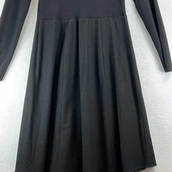Vince Beautiful Midi Dress Size L Black Fit/Flare Long Sleeve V-Neck Like New - Picture 8 of 12